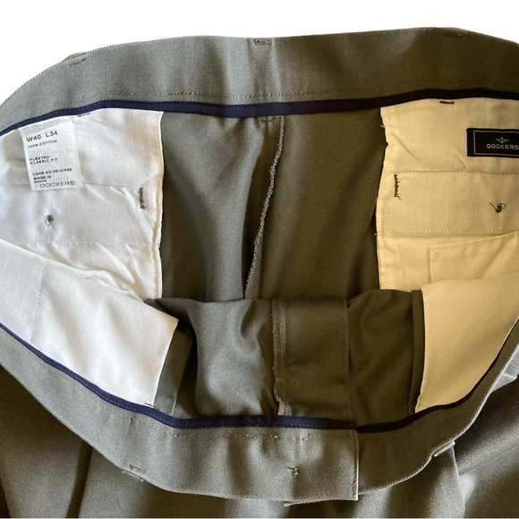 Men’s Green Dockers Pants Pleated Classic Front Waist 40 Length 34 - Picture 6 of 6